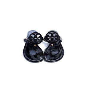 Tory Burch MILLER PATENT SANDAL Black Slip Ons 8.5